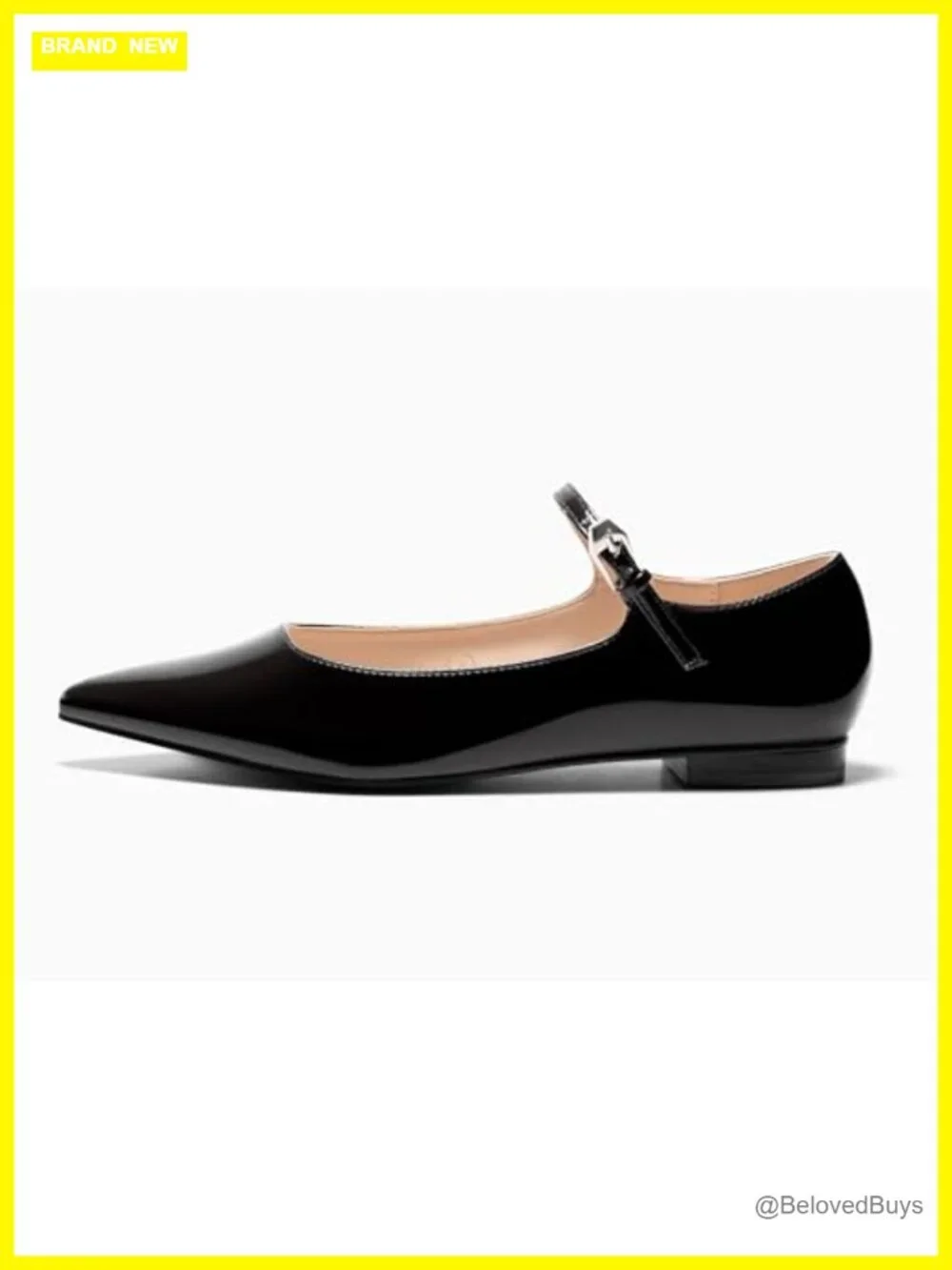 Cushioned Pointed Toe Ballet Flats with Ankle Strap - Work Dress Shoes